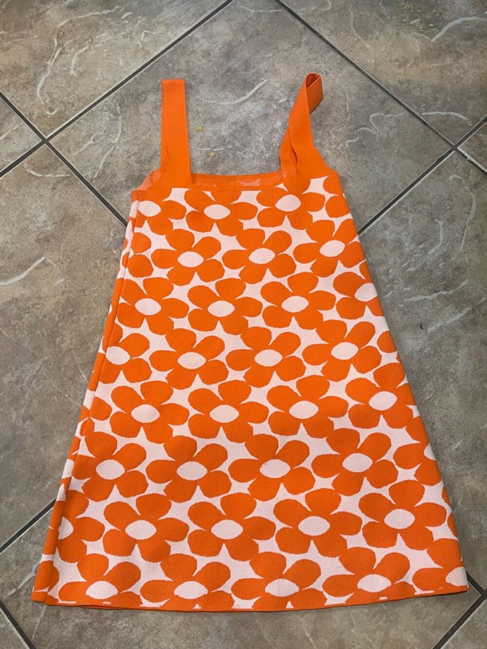 Zara Orange Floral Jacquard Knit Mini Dress M - Picture 5 of 11